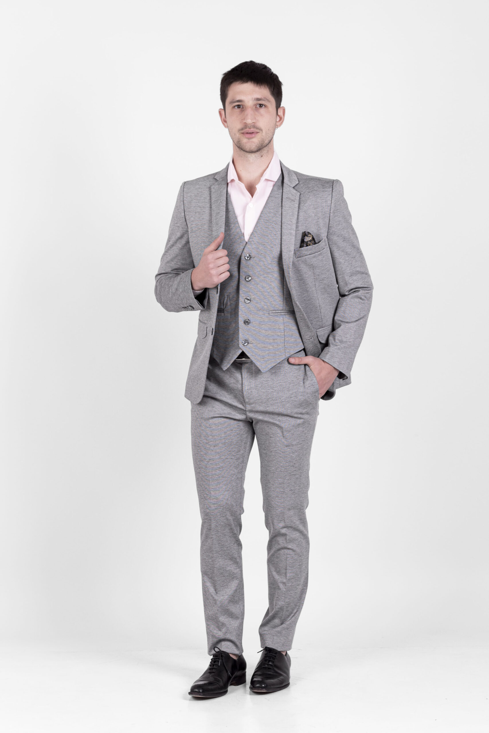 Traje Gris Medio Estampado - Imagen 2