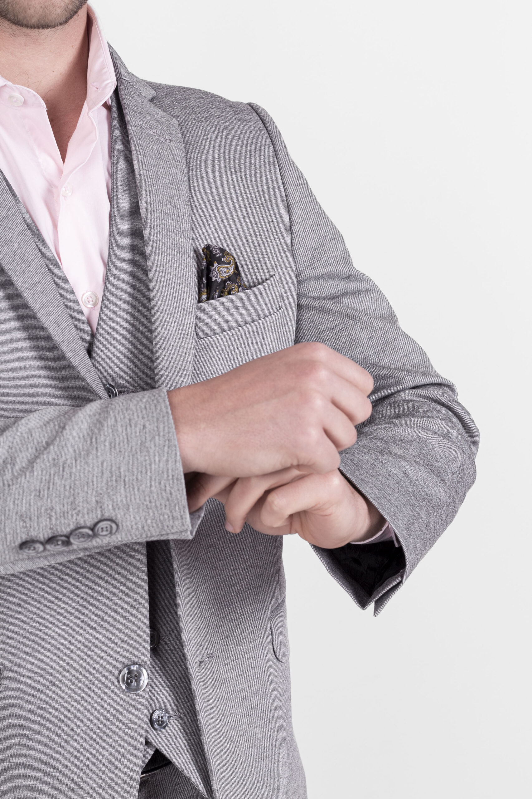 Traje Gris Medio Estampado - Imagen 3