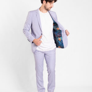 Traje Celeste a Cuadros