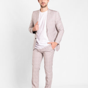 Traje Gris Liláceo a Cuadros