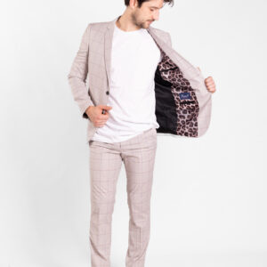 Traje Gris Liláceo a Cuadros