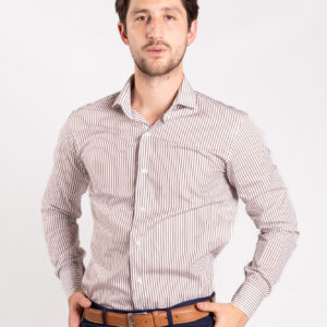 Camisa Blanca con Raya Marrón