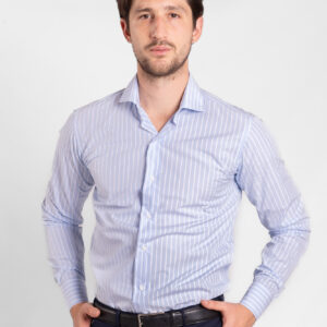 Camisa Celeste con Rayas Blancas