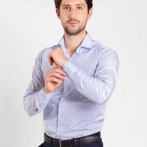 Camisa Celeste con Rayas Blancas
